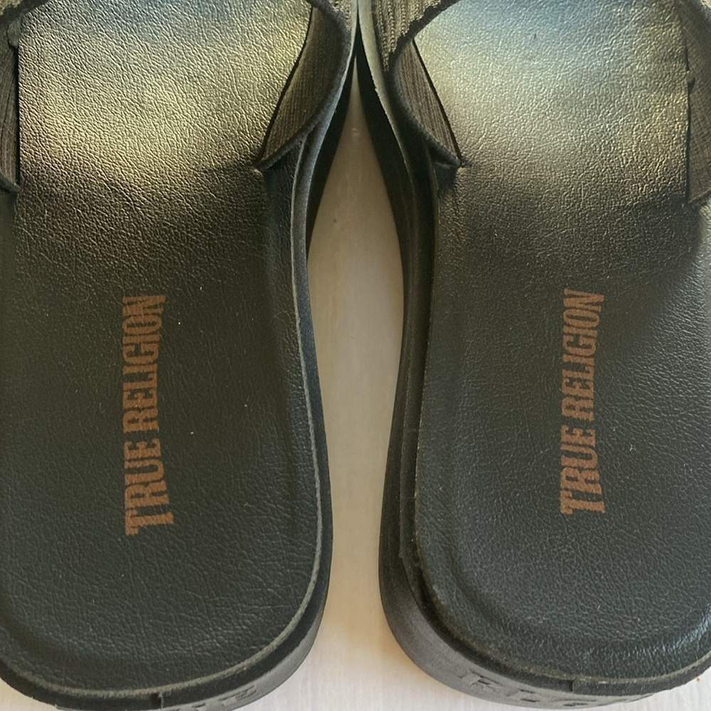 True Religion Black Jann Platform Slide Sandals Size 8.5 - Picture 6 of 11